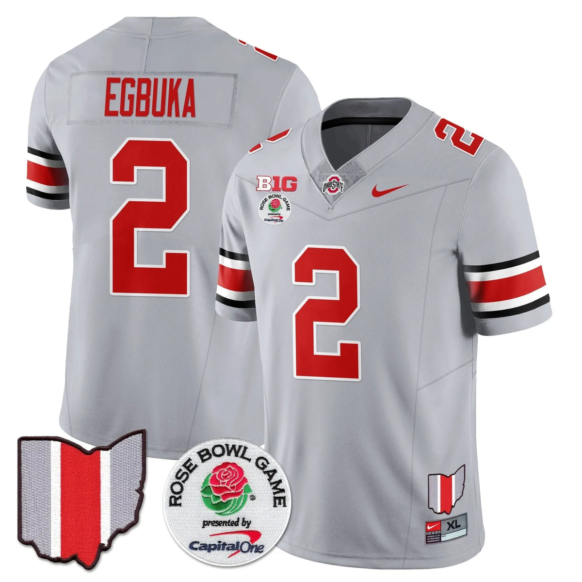 Personalized OSB 2026 Rose Bowl Vapor Limited Jersey - Gray / Emeka Egbuka - 2 Stitched