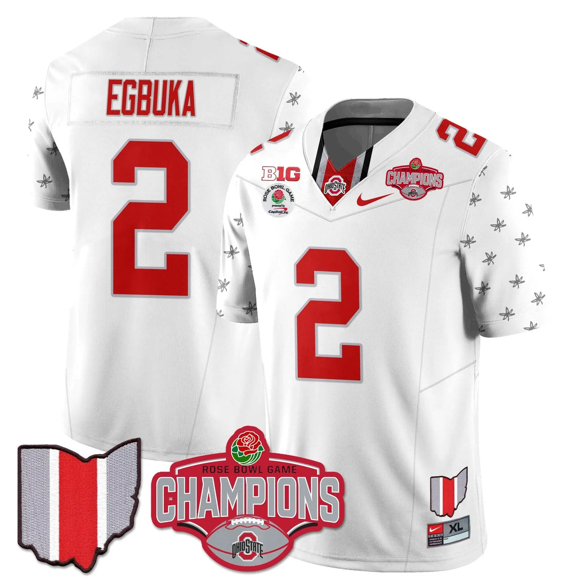 Personalized OSB 2026 Rose Bowl Champions Jersey - White Limited / Emeka Egbuka Stitched