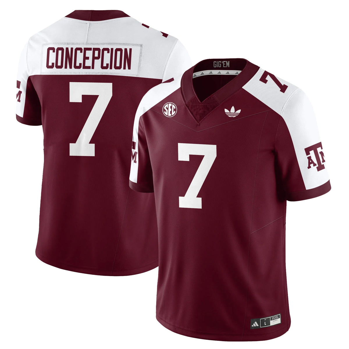 Personalized Aggies Football 1975 Throwback Jersey - Maroon Alternate / KC Concepcion - 7 Stitched