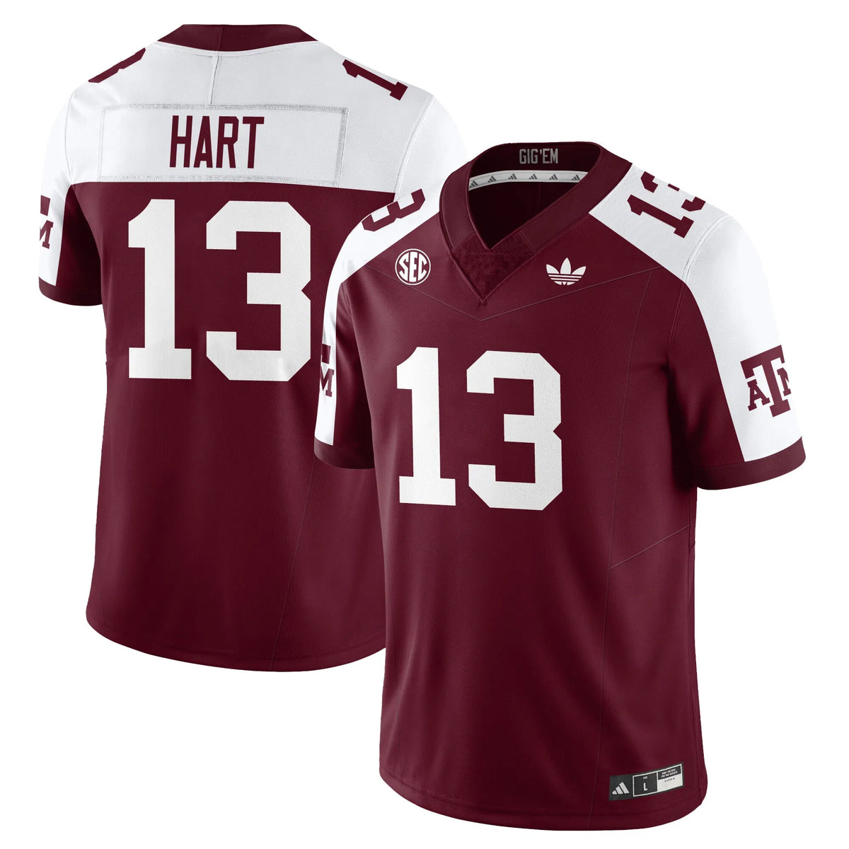 Personalized Aggies Football 1975 Throwback Jersey - Maroon Alternate / Brady Hart - 13 Stitched