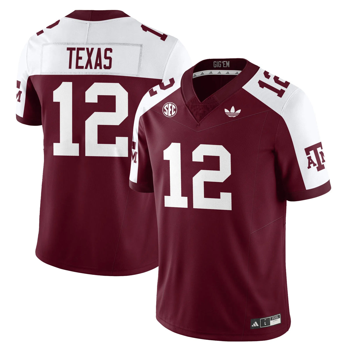 Personalized Aggies Football 1975 Throwback Jersey - Maroon Alternate / Texas - 12 Stitched