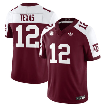 Personalized Aggies Football 1975 Throwback Jersey - Maroon Alternate / Texas - 12 Stitched