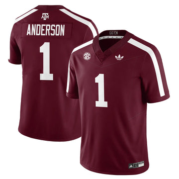 Personalized Aggies Football 1975 Throwback Jersey - Maroon / Bryce Anderson - 1 Stitched