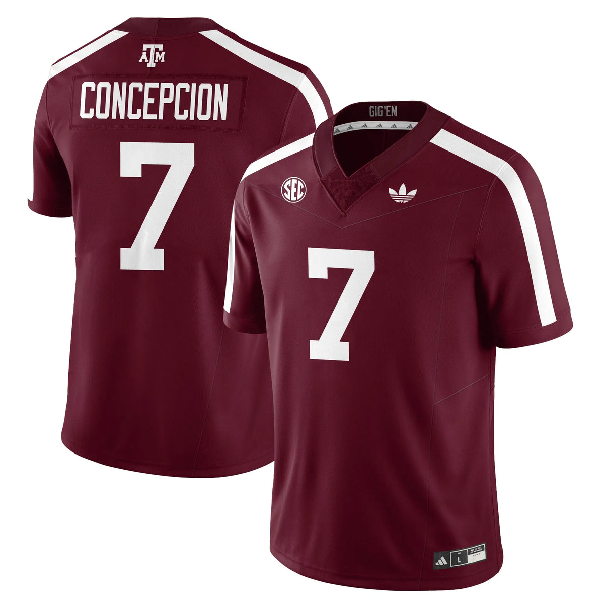 Personalized Aggies Football 1975 Throwback Jersey - Maroon / KC Concepcion - 7 Stitched