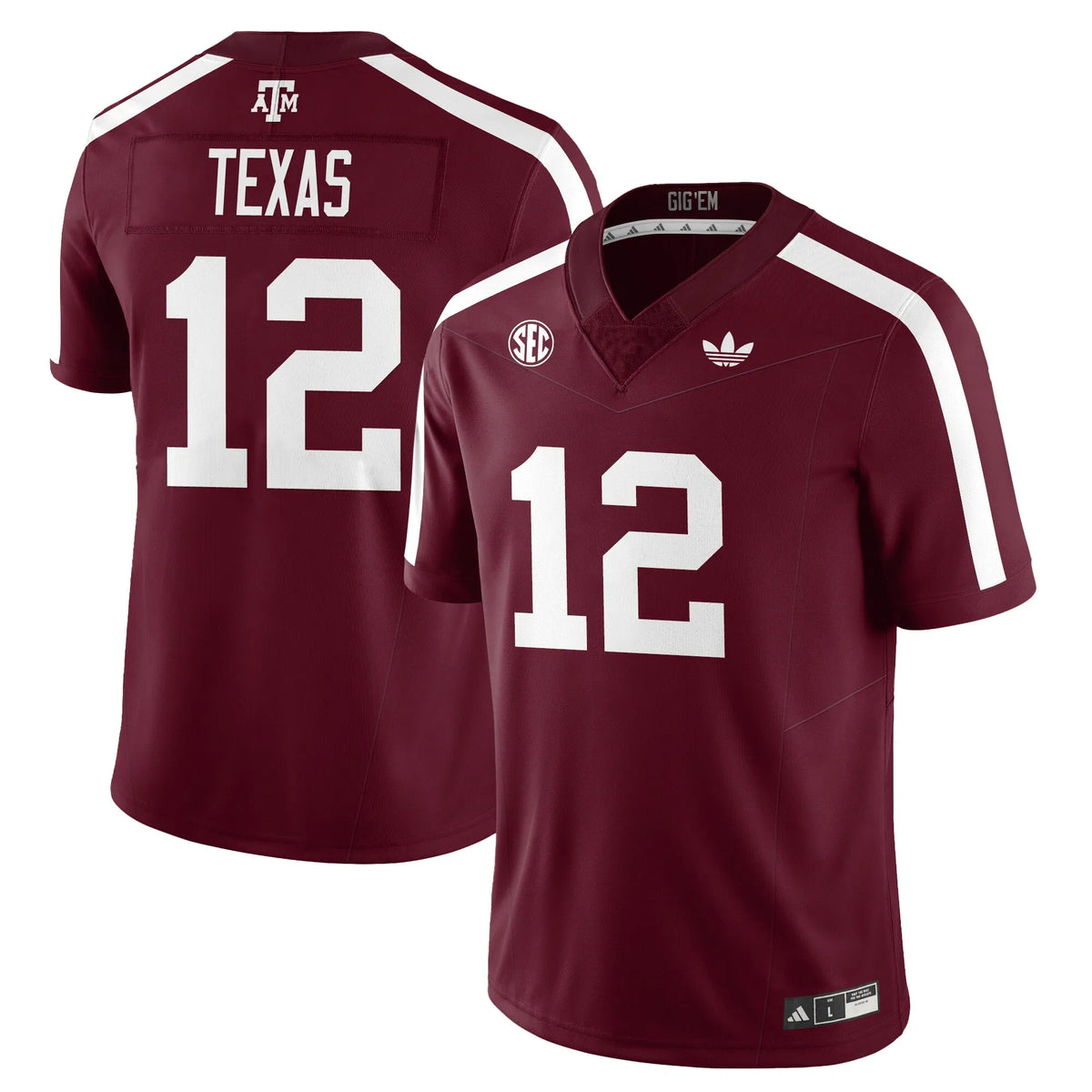 Personalized Aggies Football 1975 Throwback Jersey - Maroon / Texas - 12 Stitched