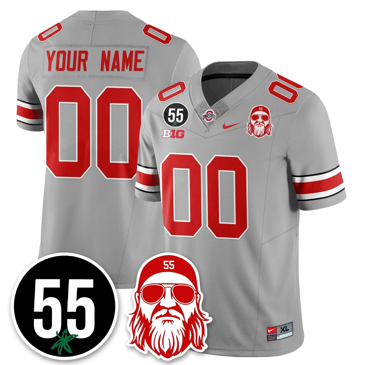 Personalized Custom OSU Vapor Limited Jersey - Nick Mangold Patch - Gray Stitched
