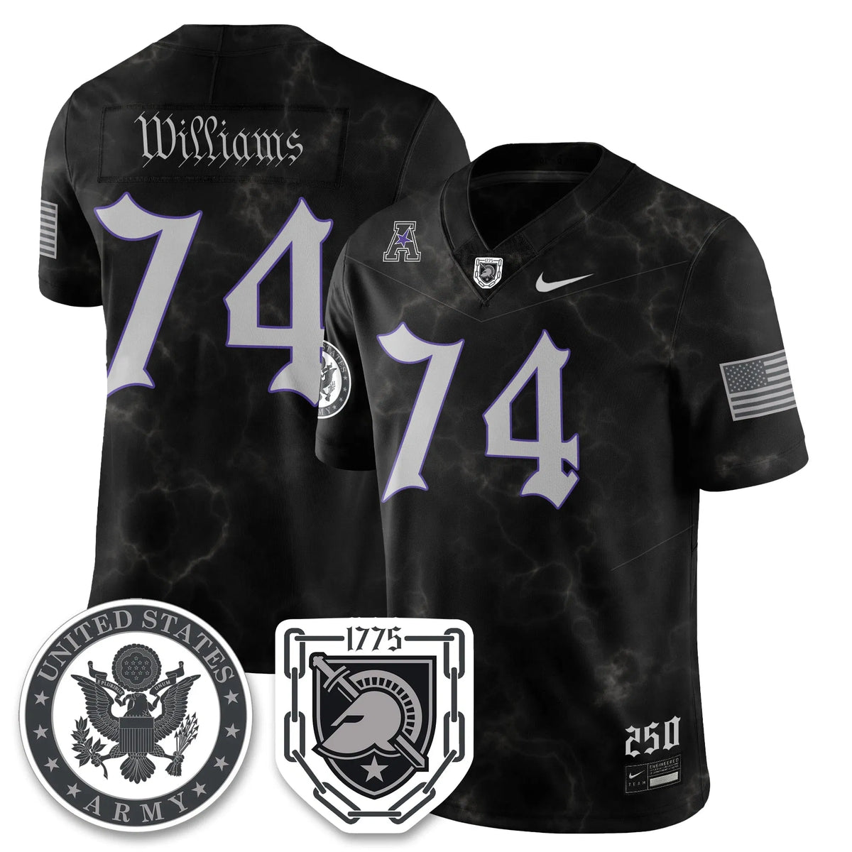 Personalized ABK Vapor Limited Jersey - 250 Years of Service and Sacrifice - Teddy Williams - 74 / Black Stitched