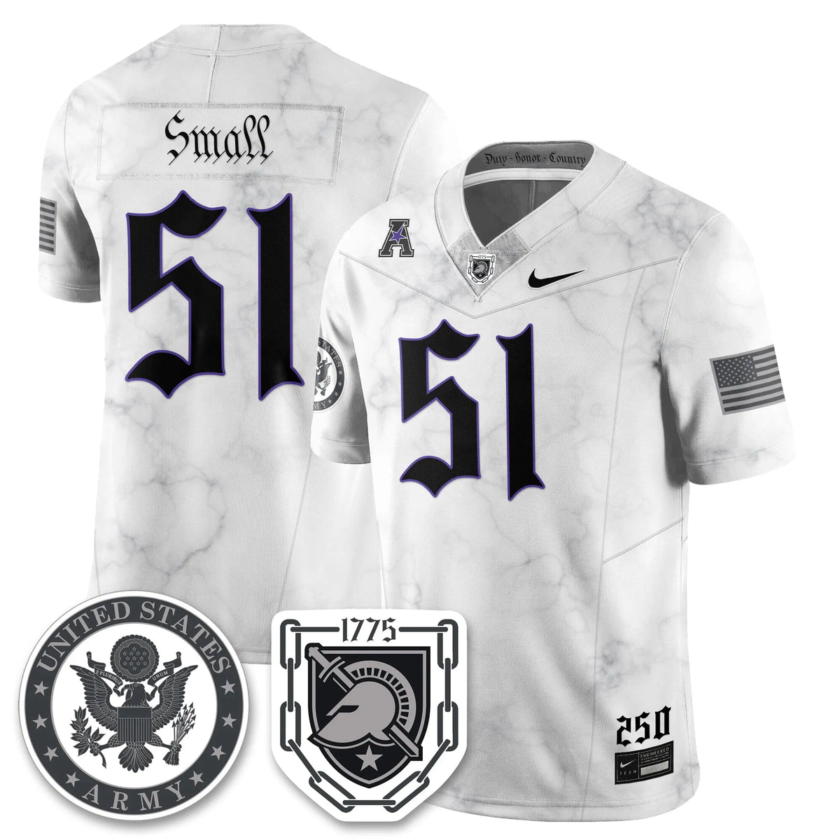 Personalized ABK Vapor Limited Jersey - 250 Years of Service and Sacrifice - Brady Small - 51 / White Stitched