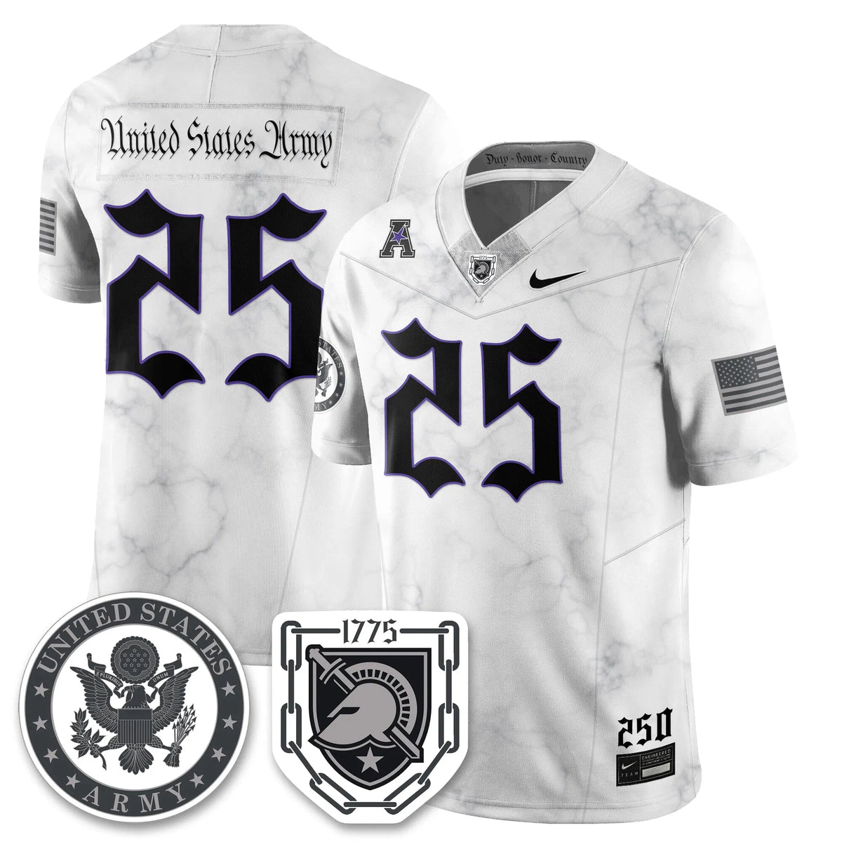 Personalized ABK Vapor Limited Jersey - 250 Years of Service and Sacrifice - United States Army - 25 / White Stitched