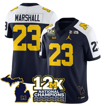 Personalized MICH 12x-Time National Champions Vapor Limited Football Jersey - Alternate / Jordan Marshall - 23 Stitched