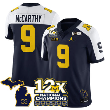 Personalized MICH 12x-Time National Champions Vapor Limited Football Jersey - Alternate / J.J. McCarthy - 9 Stitched