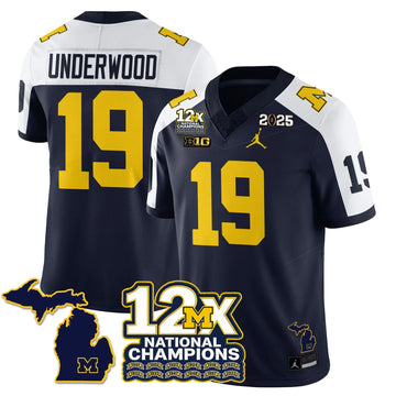Personalized MICH 12x-Time National Champions Vapor Limited Football Jersey - Alternate / Bryce Underwood - 19 Stitched
