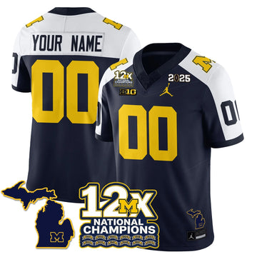 Personalized Custom MICH 12x-Time National Champions Vapor Limited Football Jersey - Alternate Stitched