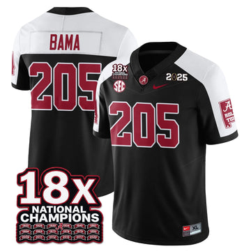 Personalized BAMA 18x-Time National Champions Vapor Limited Football Jersey - Alternate Black / Bama - 205 Stitched