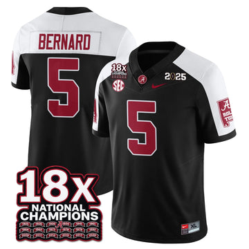 Personalized BAMA 18x-Time National Champions Vapor Limited Football Jersey - Alternate Black / Germie Bernard - 5 Stitched