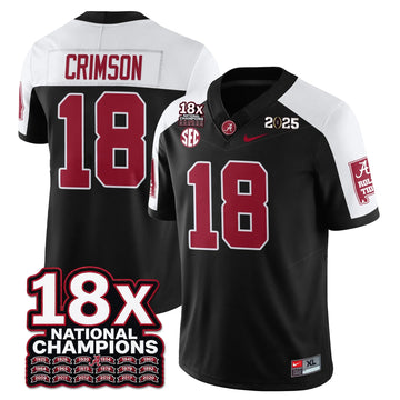 Personalized BAMA 18x-Time National Champions Vapor Limited Football Jersey - Alternate Black / Crimson - 18 Stitched