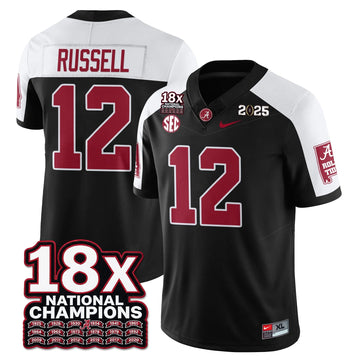 Personalized BAMA 18x-Time National Champions Vapor Limited Football Jersey - Alternate Black / Keelon Russell - 12 Stitched