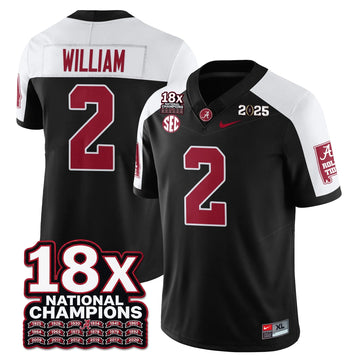 Personalized BAMA 18x-Time National Champions Vapor Limited Football Jersey - Alternate Black / Ryan William - 2 Stitched