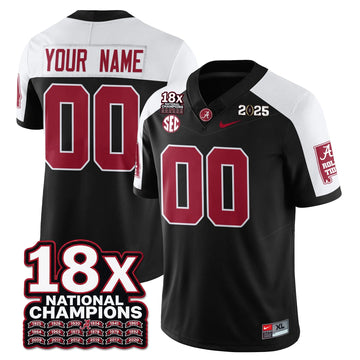 Personalized Custom BAMA 18x-Time National Champions Vapor Limited Football Jersey - Alternate Black Stitched