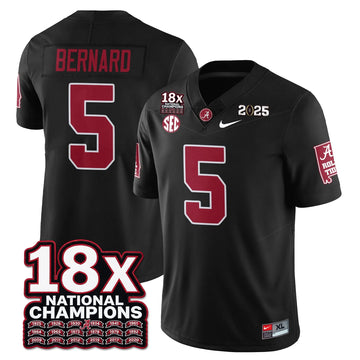 Personalized BAMA 18x-Time National Champions Vapor Limited Football Jersey - Black / Germie Bernard - 5 Stitched
