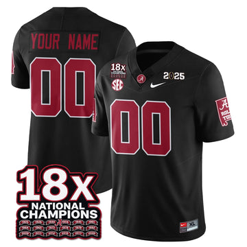 Personalized Custom BAMA 18x-Time National Champions Vapor Limited Football Jersey - Black Stitched