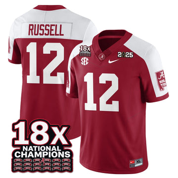 Personalized BAMA 18x-Time National Champions Vapor Limited Football Jersey - Alternate Crimson / Keelon Russell - 12 Stitched