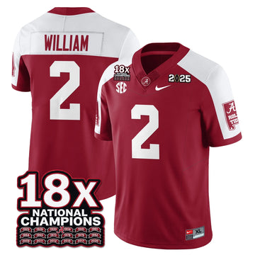 Personalized BAMA 18x-Time National Champions Vapor Limited Football Jersey - Alternate Crimson / Ryan William - 2 Stitched
