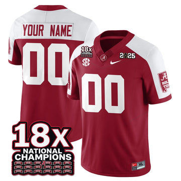 Personalized Custom BAMA 18x-Time National Champions Vapor Limited Football Jersey - Alternate Crimson Stitched