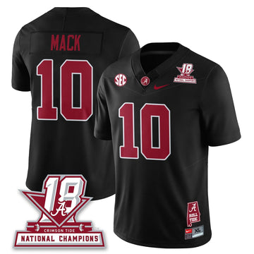 Personalized BAMA 18x-Time National Champions Vapor Limited Jersey - Black / Austin Mack - 10 Stitched