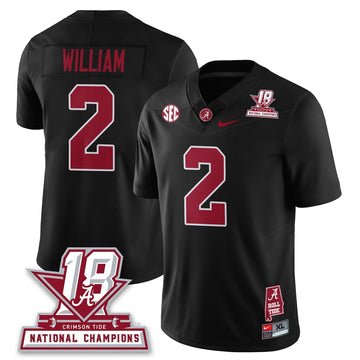 Personalized BAMA 18x-Time National Champions Vapor Limited Jersey - Black / Ryan William - 2 Stitched