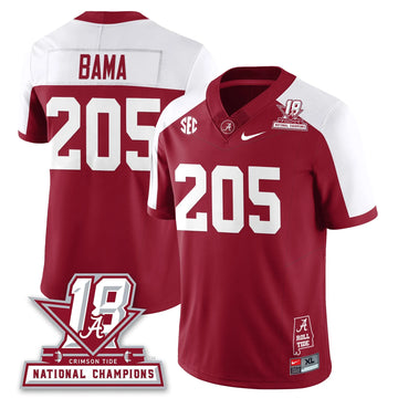Personalized BAMA 18x-Time National Champions Vapor Limited Jersey - Alternate Crimson / Bama - 205 Stitched