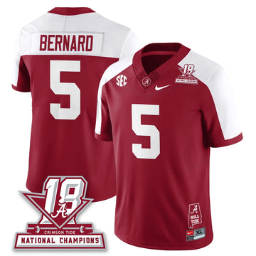 Personalized BAMA 18x-Time National Champions Vapor Limited Jersey - Alternate Crimson / Germie Bernard - 5 Stitched