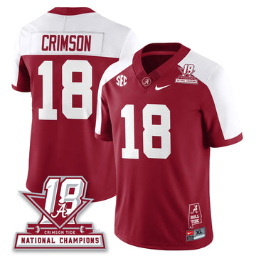 Personalized BAMA 18x-Time National Champions Vapor Limited Jersey - Alternate Crimson / Crimson - 18 Stitched