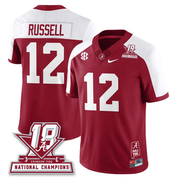 Personalized BAMA 18x-Time National Champions Vapor Limited Jersey - Alternate Crimson / Keelon Russell - 12 Stitched
