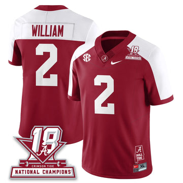 Personalized BAMA 18x-Time National Champions Vapor Limited Jersey - Alternate Crimson / Ryan William - 2 Stitched