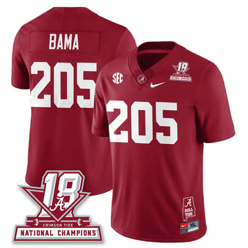 Personalized BAMA 18x-Time National Champions Vapor Limited Jersey - Crimson / Bama - 205 Stitched