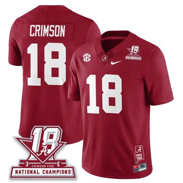 Personalized BAMA 18x-Time National Champions Vapor Limited Jersey - Crimson / Crimson - 18 Stitched