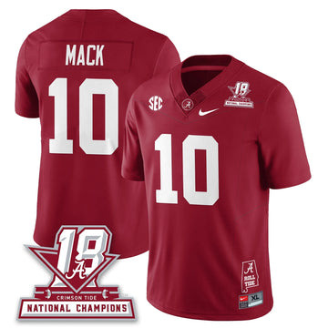 Personalized BAMA 18x-Time National Champions Vapor Limited Jersey - Crimson / Austin Mack - 10 Stitched