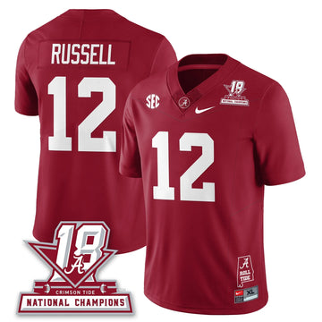Personalized BAMA 18x-Time National Champions Vapor Limited Jersey - Crimson / Keelon Russell - 12 Stitched