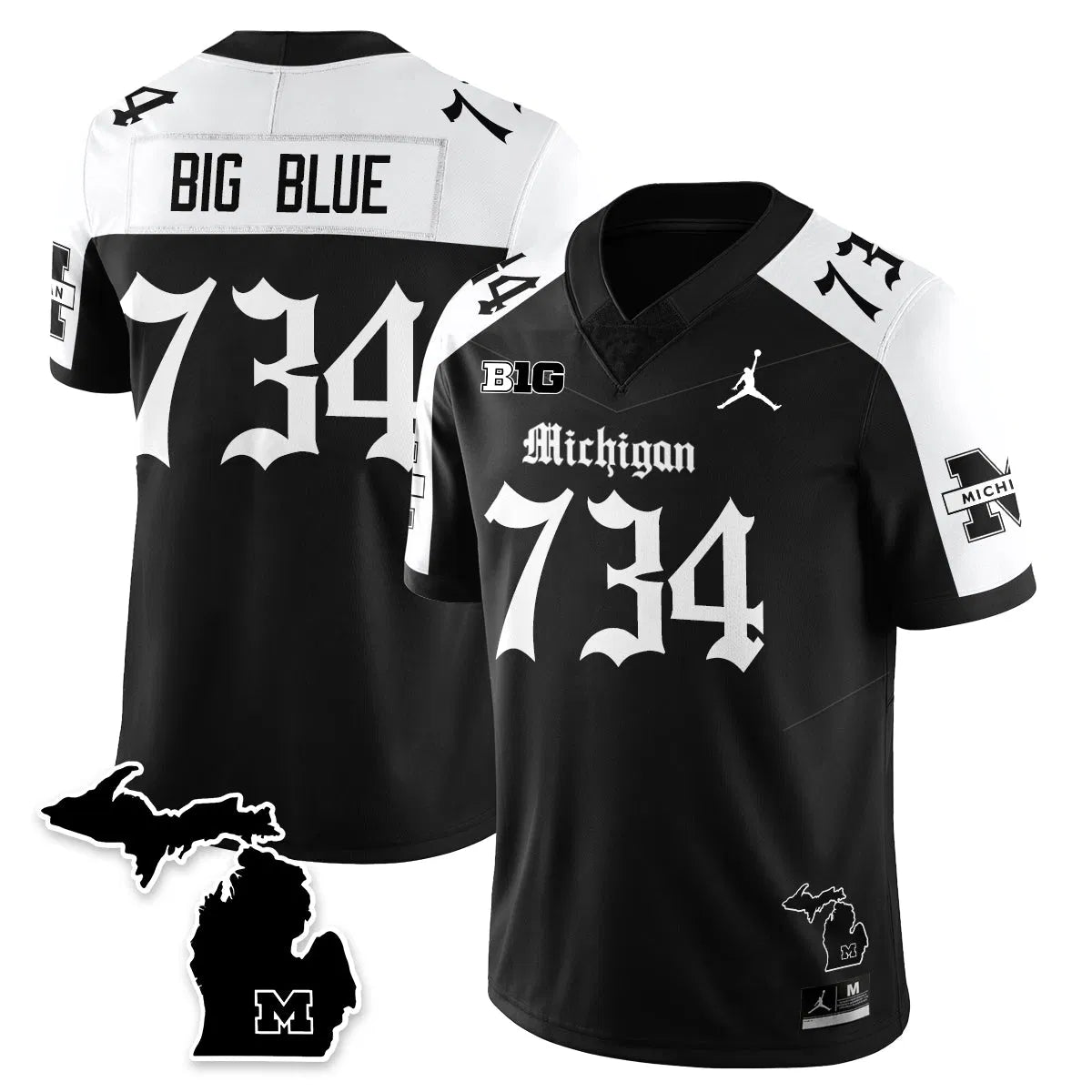 Personalized MICH Gothic Vapor Limited Football Jersey - Alternate / Big Blue - 734 Stitched