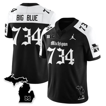 Personalized MICH Gothic Vapor Limited Football Jersey - Alternate / Big Blue - 734 Stitched