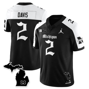Personalized MICH Gothic Vapor Limited Football Jersey - Alternate / Jadyn Davis - 2 Stitched