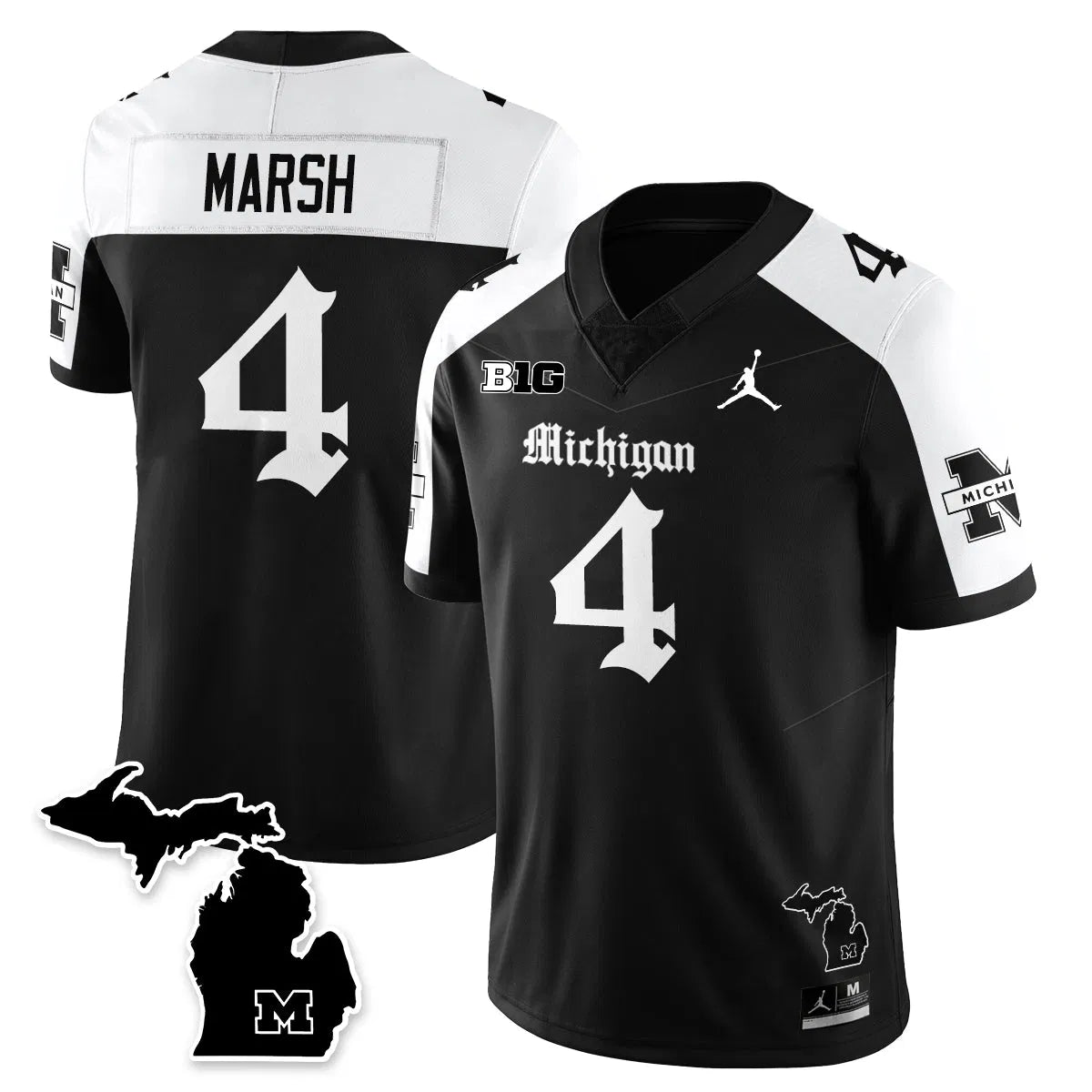 Personalized MICH Gothic Vapor Limited Football Jersey - Alternate / Andrew Marsh - 4 Stitched