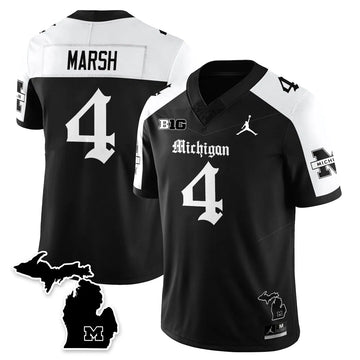 Personalized MICH Gothic Vapor Limited Football Jersey - Alternate / Andrew Marsh - 4 Stitched