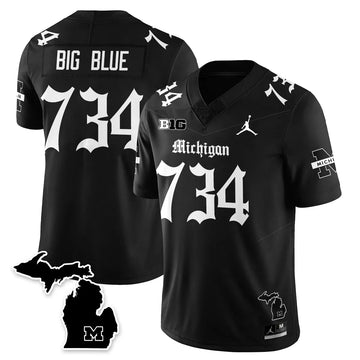 Personalized MICH Gothic Vapor Limited Football Jersey - Black / Big Blue - 734 Stitched