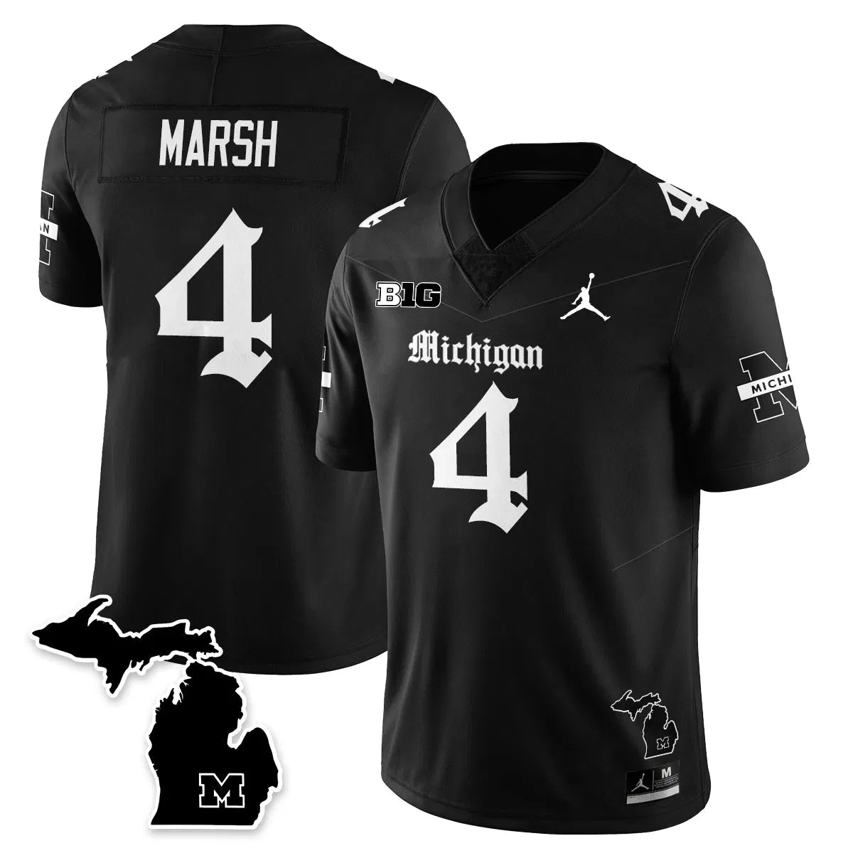 Personalized MICH Gothic Vapor Limited Football Jersey - Black / Andrew Marsh - 4 Stitched