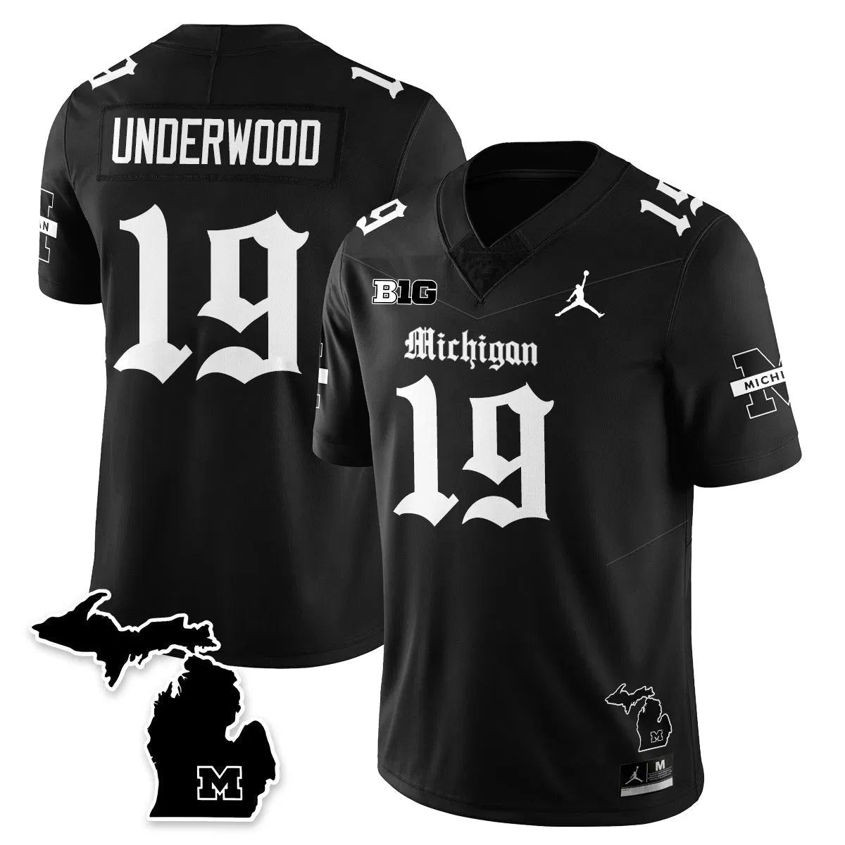 Personalized MICH Gothic Vapor Limited Football Jersey - Black / Bryce Underwood - 19 Stitched