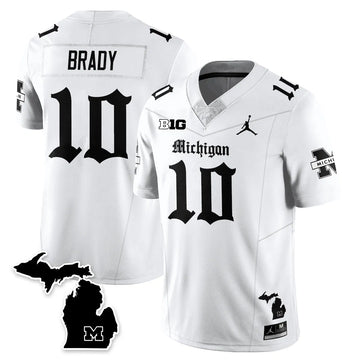 Personalized MICH Gothic Vapor Limited Football Jersey - White / Tom Brady - 10 Stitched