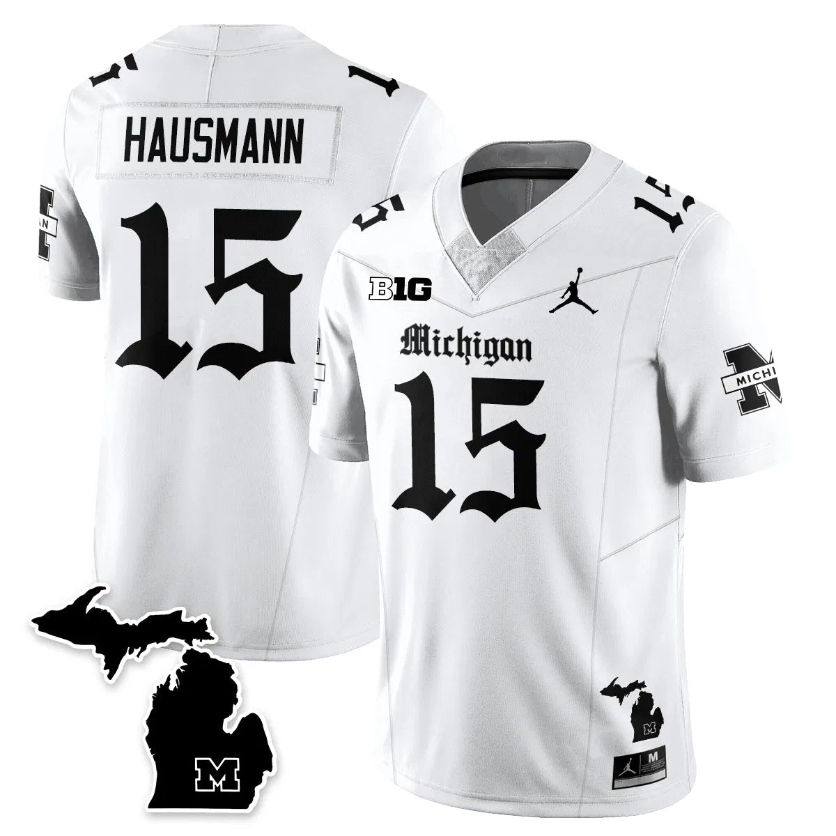 Personalized MICH Gothic Vapor Limited Football Jersey - White / Ernest Hausmann - 15 Stitched