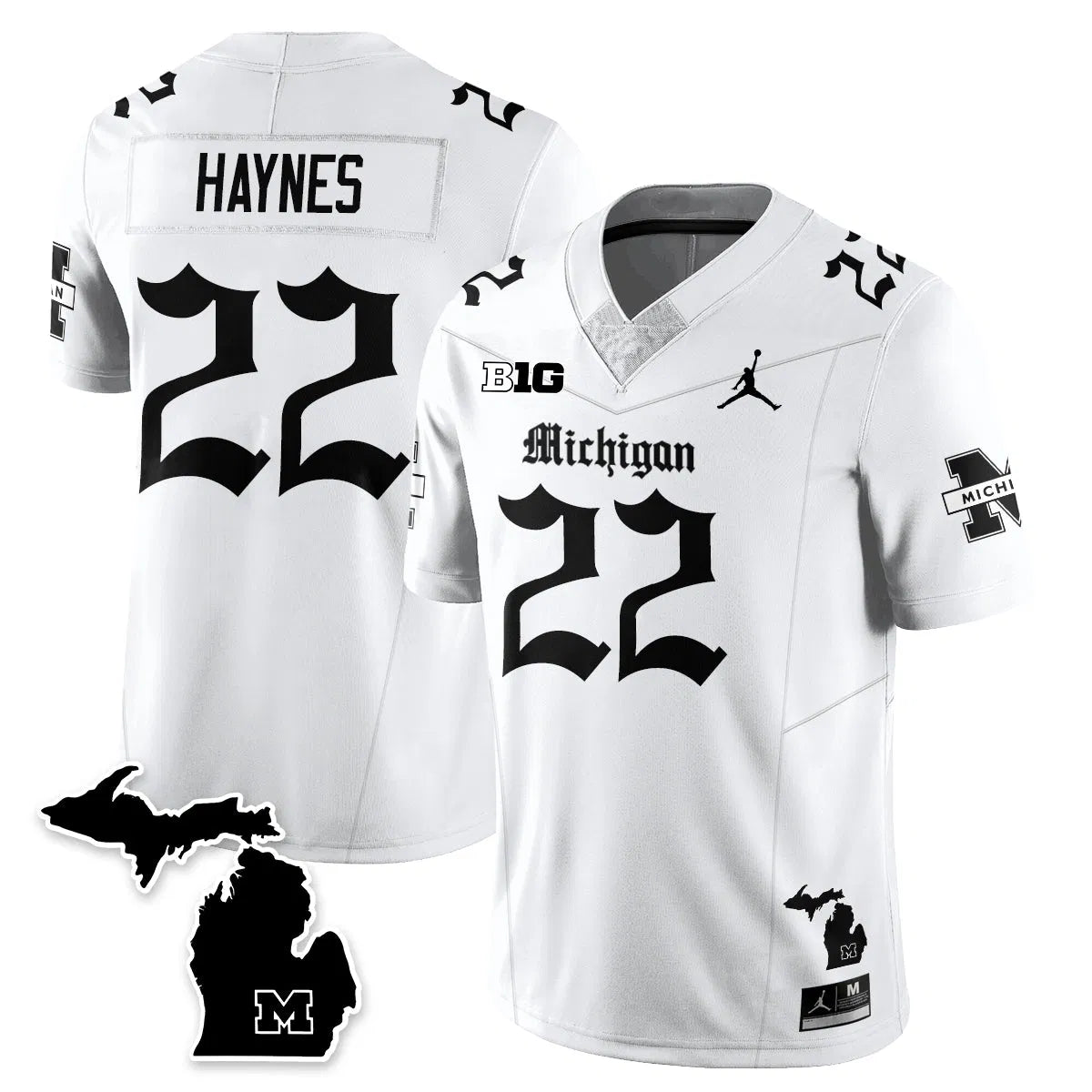 Personalized MICH Gothic Vapor Limited Football Jersey - White / Justice Haynes - 22 Stitched